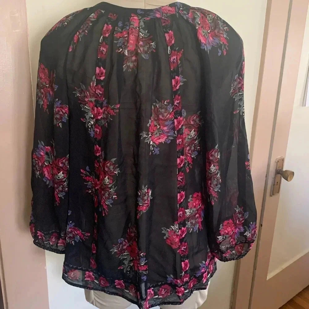 JOIE EUC Gloria F Floral Print Silk Blouse Top - Picture 8 of 10